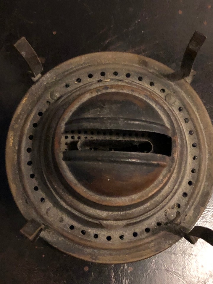 ANTIQUE/VINTAGE TALL GLASS HURICANE OIL LAMP OVERALL 20" TALL BASE 6