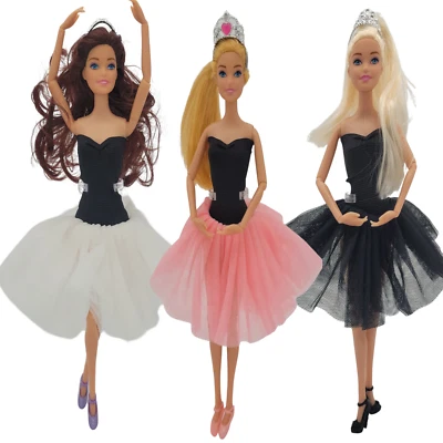 NIMETO Kleidung Zubehör für Barbie Puppe Ballerina Ballet Tutu Ballettschuhe Set Krone