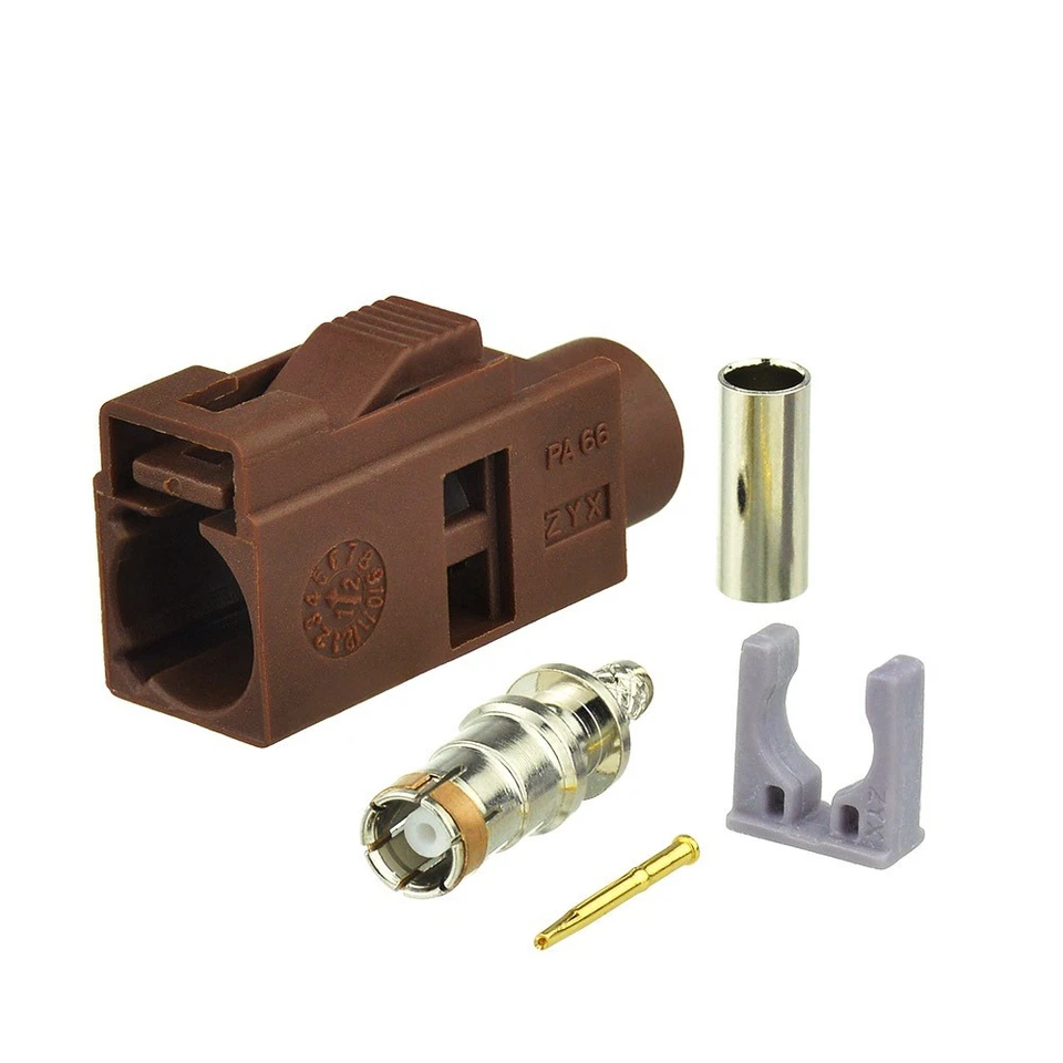 100 ,Car TV Fakra F Female 8011 Brown Crimp Solder Connector for RG316 RG174 TV2 - Image 2 of 4