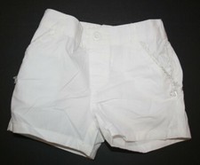 New Carter's Girls 4T Shorts White Metallic Silver Trim on Pockets Pull On Woven