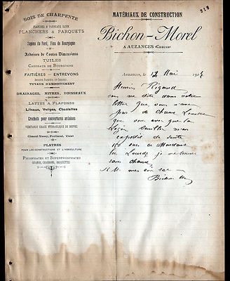 AUZANCES (23) BAUSTOFFE ''BICHON & MOREL'' 1907
