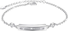 Sterling Silver Forever in My Heart CZ Cremation Urn Bangle Bracelet for Ashes