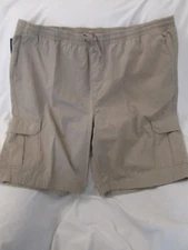 Men's "Chaps" B&T Size 4XB, Hmptn Khaki, Elastic Pull On Waist, Cargo Shorts