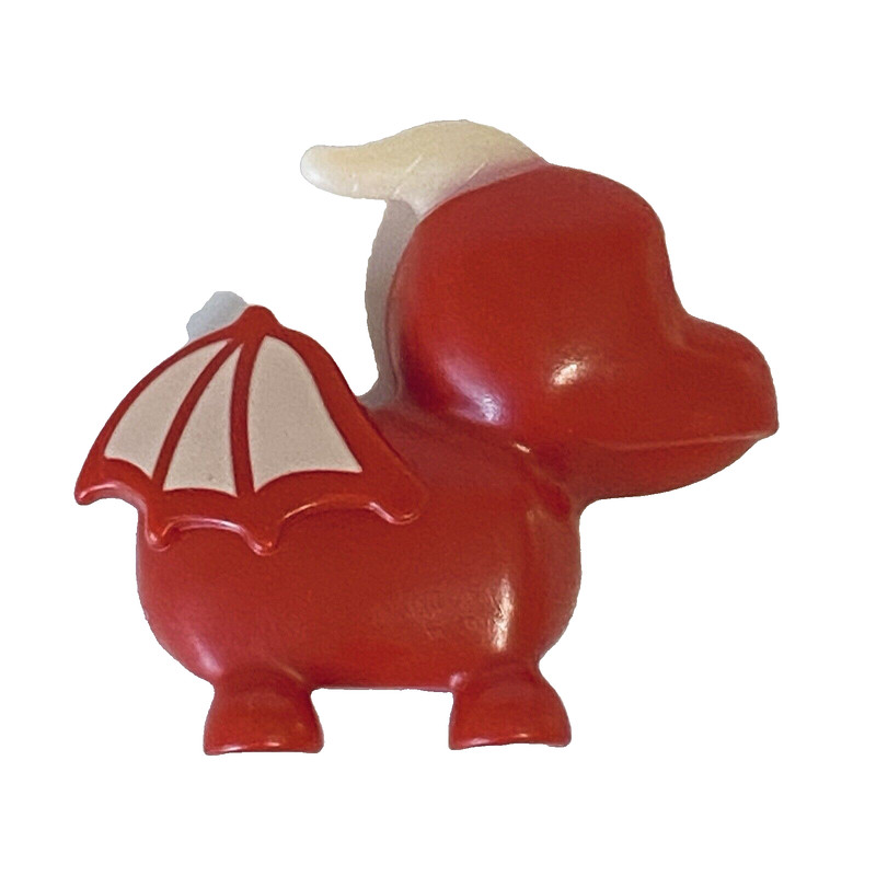 Dragon Toy Figurine = AS IS = Red Horn Bat Wing Plastic Magic Fantasy Animal  k