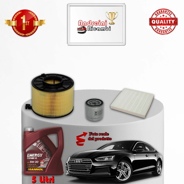 Set Service 3 Filter Und ÖL Audi A5 II 1.4 Tfsi 110KW 150CV Von 2017->-image
