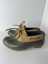 Sperry Top-Sider Duck Boots Low Top Waterproof Shoes US Womens Size 5 Tan/Green