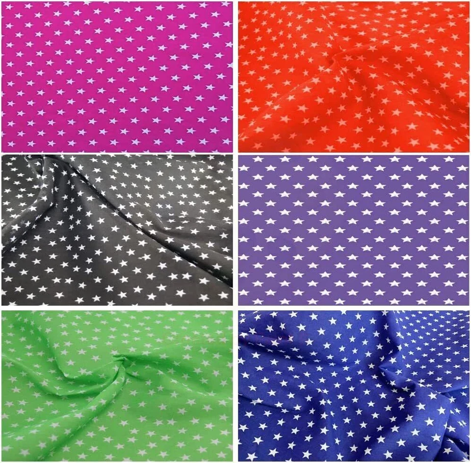 Star Print Polycotton Fabric Per Metre Dressmaking Material Prints Craft 115cm