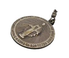 THEDA 925 Silver  Vintage Antique Miraculous Medal Virgin Mary Pendant PT14903
