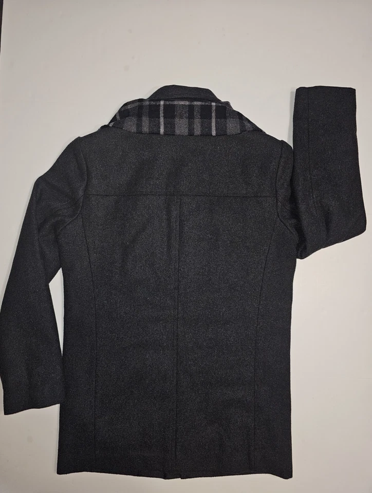 Dockers Men’s Wool Blend Walking Coat W/ Detachable Scarf, Charcoal Size S  - Image 4 of 4