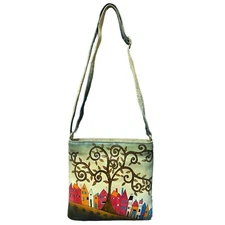 Balona Genuine Leather Women Abstract Handpainted Shoulder Sling Crossbody Bag