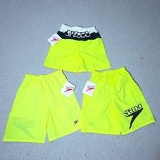 Vintage Speedo Swim Trunks Lot 3 Youth Medium Neon Yellow NOS Swim Shorts 90s