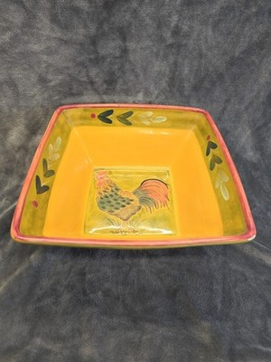 Centrum Chantideer 12'' x 12'' Large Ceramic Square Hand Painted Ruster Nanette 