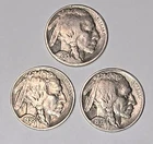 BUFFALO Indian Head Nickel lot of 3 Coins FULL DATES - Dates as shown on picture