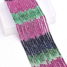 AAA+ Natural Ruby / Emerald / Sapphire Precious Gemstone 3mm Rondelle13" 3Strand