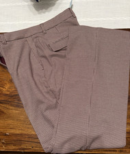 NWT Ann Taylor Burgundy Houndstooth Dress Pants Straight Leg Women's 12P Pockets