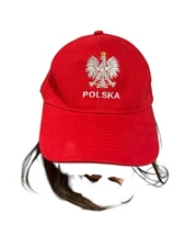 POLSKA POLAND EAGLE RED CAP BASEBALL HAT EMBROIDERED One Size Adjustable