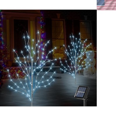 Versatile 3FT Birch Tree Lights - 140 LED Solar Fairy Lights for All Seasons