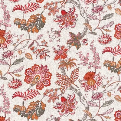 P Kaufmann Jacobean Floral PAPAYA Cotton Drapery Pillow Upholstery Fabric BTY - Image 1 of 4