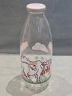 Vintage Desenli Sut Sisesi France 1 Litre Cow Decoration Glass Milk Bottle Rare
