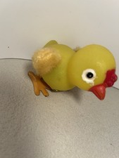 Vintage EASTER CHICK Wind-Up Toy Made in Japan Plastic Metal Chicken FUZZY