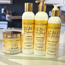 Bask  Lather Scalp Shampoo Conditioner Set w/ Pre-Shampoo  Leave-In 8 fl oz