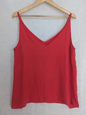 Matalan Double Strap Sleeveless V Neck Top Ladies Red Size 16 Casual Strappy