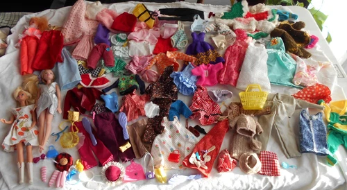 Huge Lot Over 120+ VTG Ant 1960s Barbie Clothing Accessories 3 Dolls Barbiecore