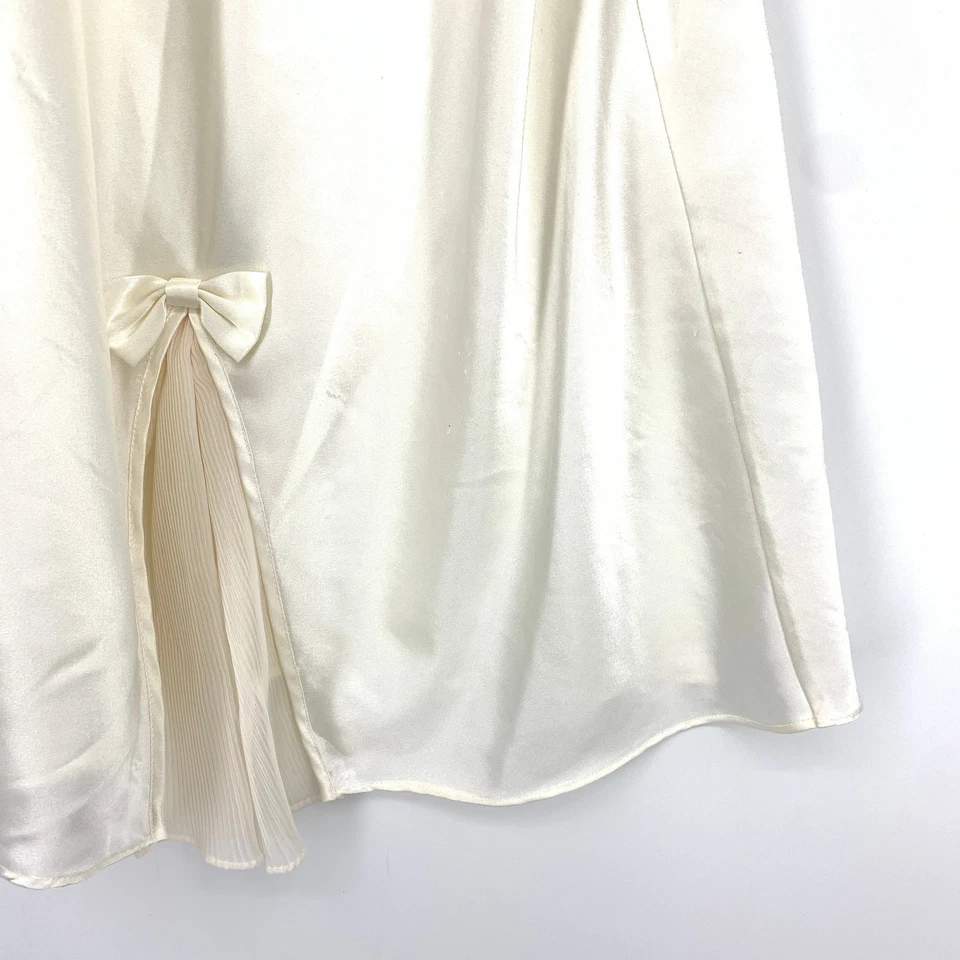 Vestido sin tirantes vintage de satén Y2K para mujer talla grande blanco crema detalle de lazo Foto 4 de 4