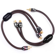 1 ft RCA Y Splitter Cable 1 Male to 2 Female, Gold-Plated, 2 Pack