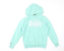 Womens UK L Regular Superdry Green Pullover Hoodie