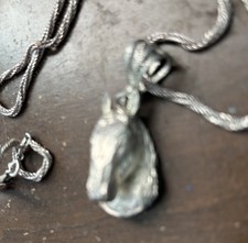 Sterling Silver Western Horse Head Pendant and 18" Necklace