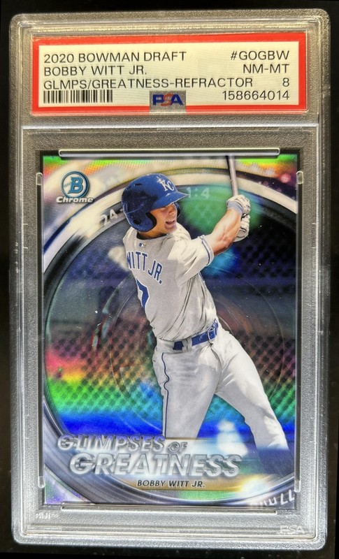 2020 Bowman Draft Bobby Witt Jr. Glimpses of Greatness Refractor #/250 PSA 8