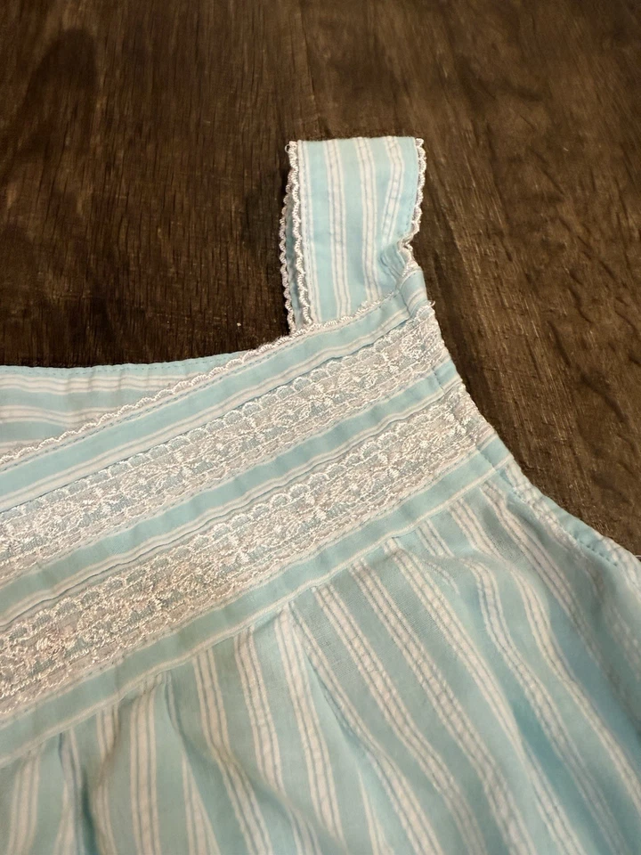 Croft & Barrow Intimates Blue White Striped Cottagecore Nightgown 1X Cotton - Image 3 of 4