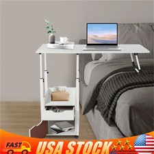 Adjustable Overbed Bedside Table Rolling Bed Desk Wheeled Laptop Desk with Wheel