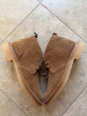 New Men's Gucci Suede Brown Ankle Boot GG Monogram - Size 8 Men's/ 9.5 Women's