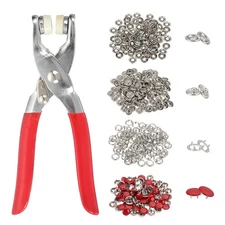 200Set Metal Snap Button Kit 10mm Solid Prong Snap Button Fasteners Tool Red
