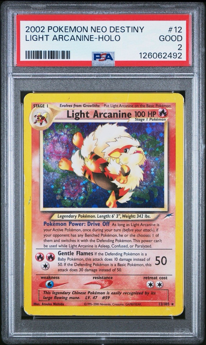 PSA 2 Light Arcanine #12 Holo Neo Destiny 2002 Pokémon WoTC Good