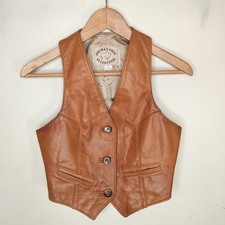 Vintage Jekyll's Hide Leather Vest Kids Size 7 Brown Western Made in USA