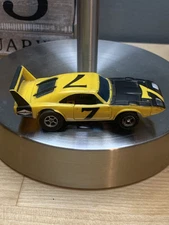 Aurora A/FX Dodge Charger Daytona Slot Car Yellow #7 1976 Read!!