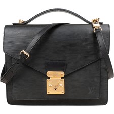Louis Vuitton Noir Epi Leather Monceau Handba...