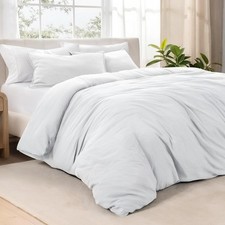 Microfiber Duvet Cover Set - Ultra Soft Washed Microfiber - Queen Size -