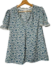 Max Studio Floral Flutter Sleeve Blouse Sz S Ruffle Western Office Boho Chic