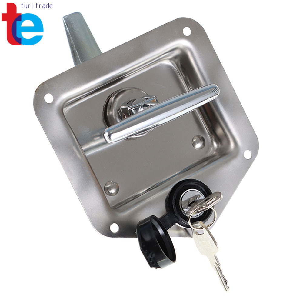 2 Trailer Door Latch T-Handle Lock Steel Stainless Keys Camper RV Truck Toolbox