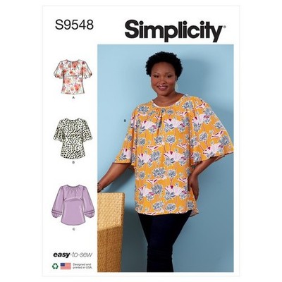 SIMPLICITY 9548 Schnittmuster Misses Damen Plus Tops Größe 18w-24w ungeschnitten