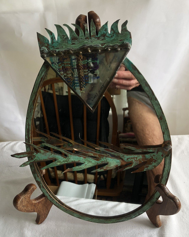 Cindy Hirt Artist Copper Mixed Media Art Wall Mirror-Unique!