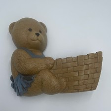 Burwood Teddy Bear Unisex Nursery Decor Holder Wall Hanging Brown Blue 2947-1A