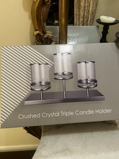 3 Pillar Candle Holder Centerpiece Stainless Steel Lantern Chrome Windproof Gift