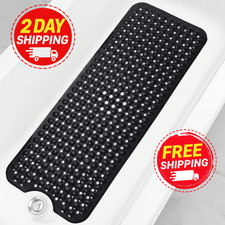 Bathtub Shower Mat 40x16 Non Slip Suction Cup Bath Mat Machine Washable Black