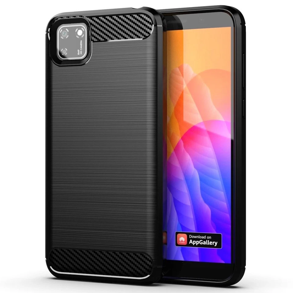 Schutzhülle für Huawei Y5P Case Carbon Optik Tasche TPU Silikon Handy Cover - Bild 1 von 4
