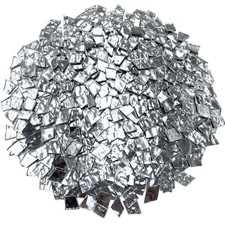 LITMIND 1.1LB Shiny Silver Irregular Glass Mosaic Tiles with Black Backing - ...